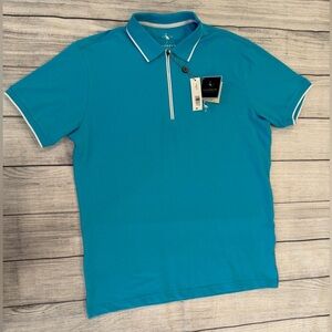 TAILORBYRD Collection Men Blue Polo Shirt with White Trim/size M